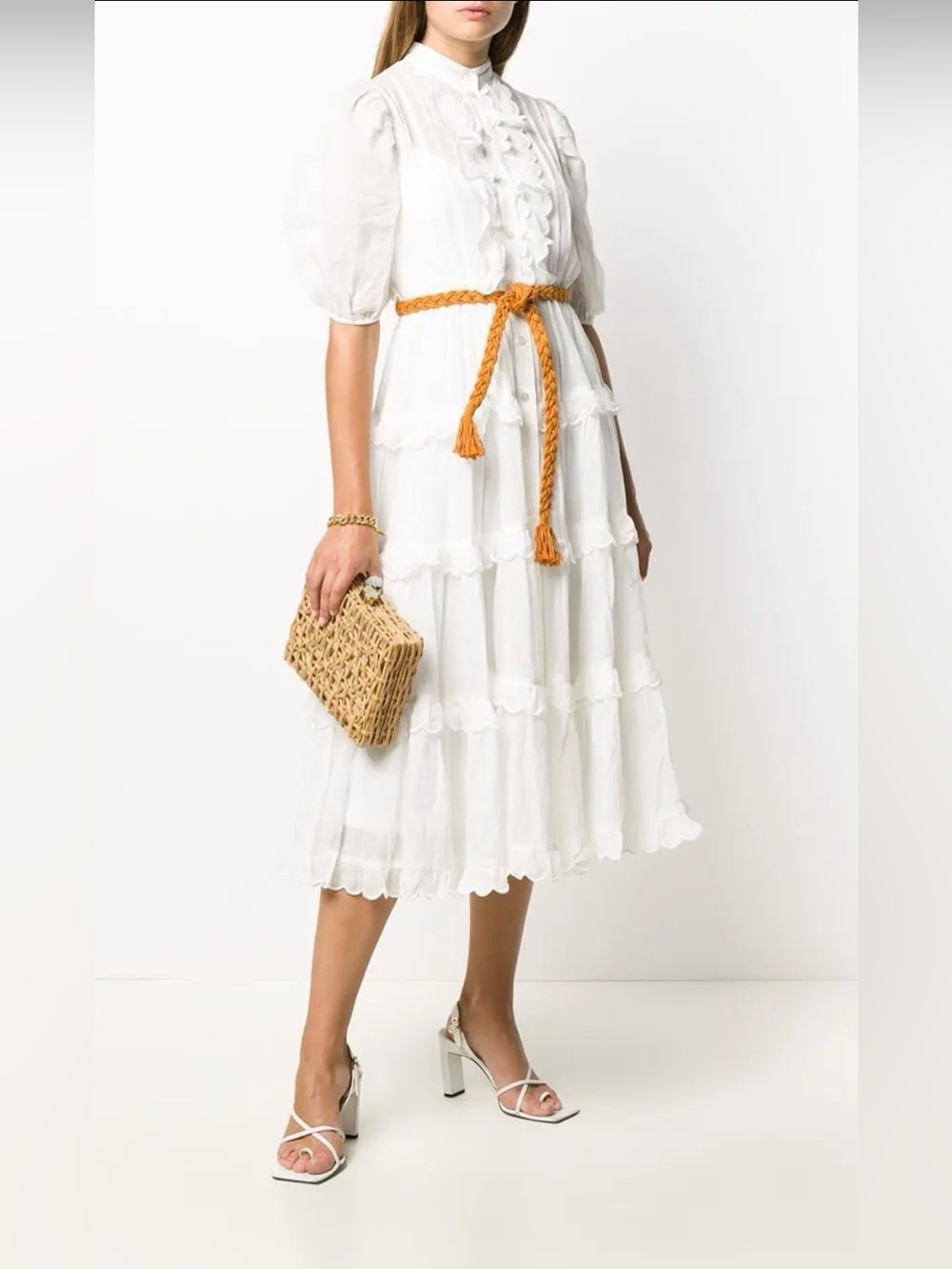 Amelie Scallop Frill Ramie Dress - Picture 2 of 8